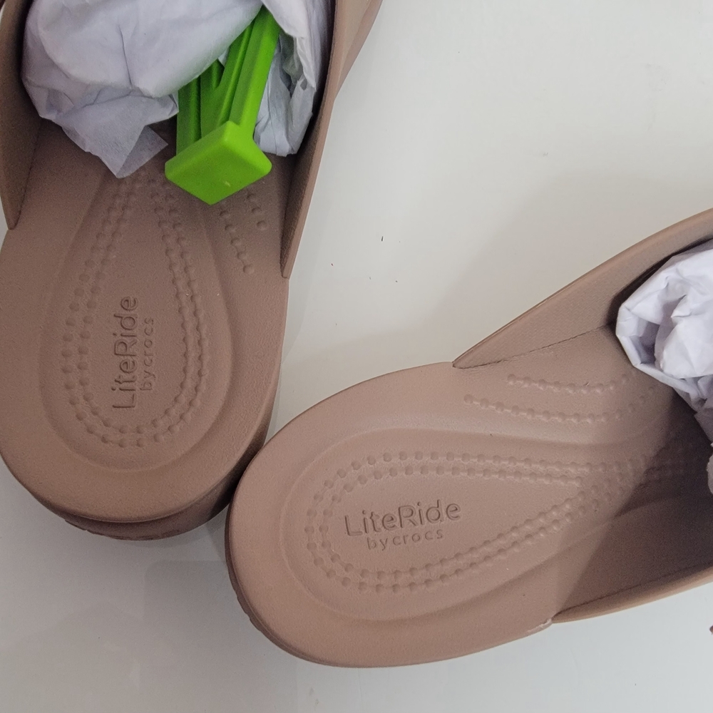 Crocs Two-Strap Slide Sandals in Taupe - Picture 2 of 5